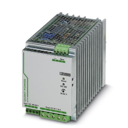 Phoenix Contact Switching Power Supply; QUINT-PS/ 3AC/48DC/20; 48VDC OUT; 20A; 320-575VAC / 450-800VDC IN; 3-Phase; DIN Rail Mount; Metal Frame